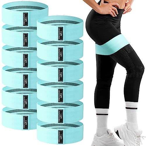 Image of 12 Pcs Fabric Resistance Bands for Working Out Non-Slip Booty Exercise Loop Bands for Women Men Glutes Hip Thigh Butt Yoga Pilates Fitness Gym, Light Medium Heavy