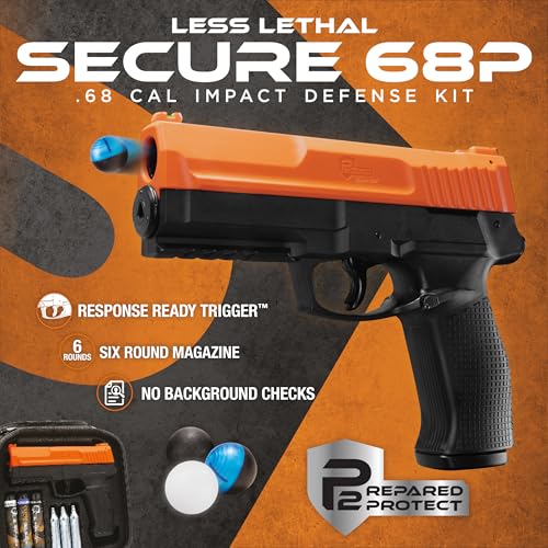 Image of P2P Secure 68P .68 Cal CO2-Powered 6-Shot Launcher Starter Kit - Less-Lethal Personal Defense