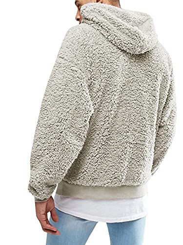 Runcati Mens Fuzzy Sherpa Pullover Hoodie Sweatshirts Long Sleeve Sport Front Pocket Military Fall Outwear Winter Hooded2
