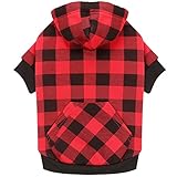 Picture of Dog Hoodie Sweater Red Buffalo Plaid Pet Clothes Warm and Soft Breathable Cozy Large Pet Sweater Dog Hoodies for Large Dogs with Pocket(L)