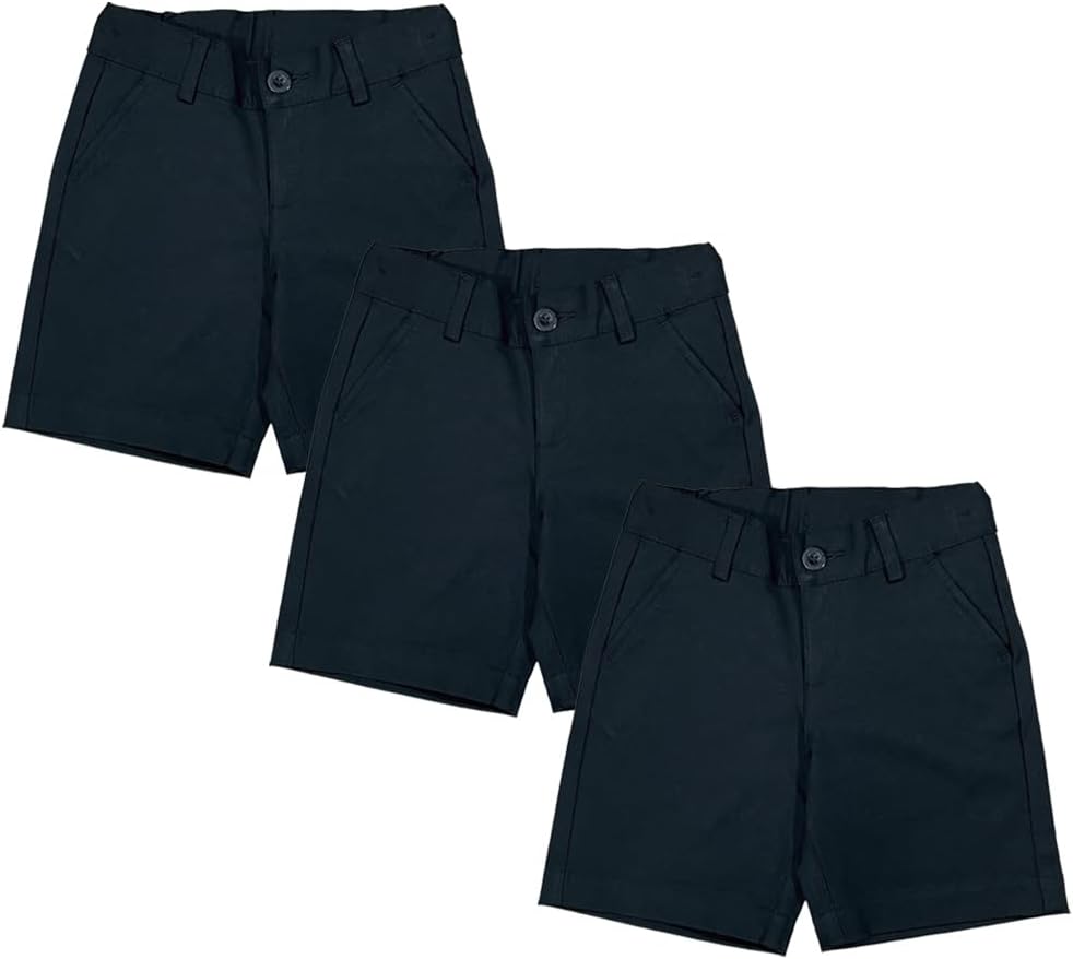 Girls Zip Up Uniform Shorts, Stretchy Material,with Pockets