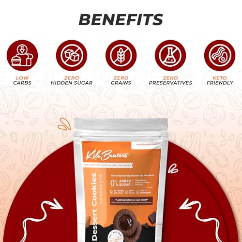 Image of Kilobeaters Chocolate Dessert Cookies 400G (Pack Of 1) | 7G Protein Per Serve | Ready To Eat Tea Time Snack | No Maida & 0% Added Sugar | Keto Friendly Biscuit | Healthy Snacks For Adults & Kids