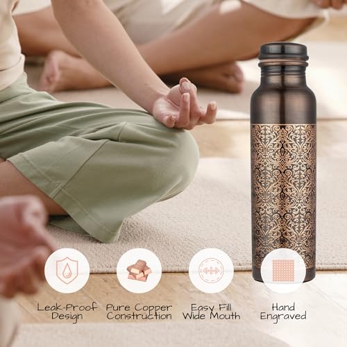 Image of Copper Water Bottle - 32 Oz - Handcrafted Ayurvedic Vessel