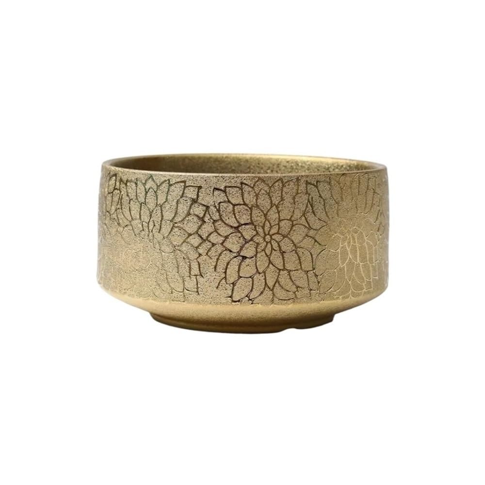 Xbgfdysd Gold Plants Planter, Round Ceramic Plant Pot Indoor Outdoor Flowerpot Wedding Ornament(,Medium)