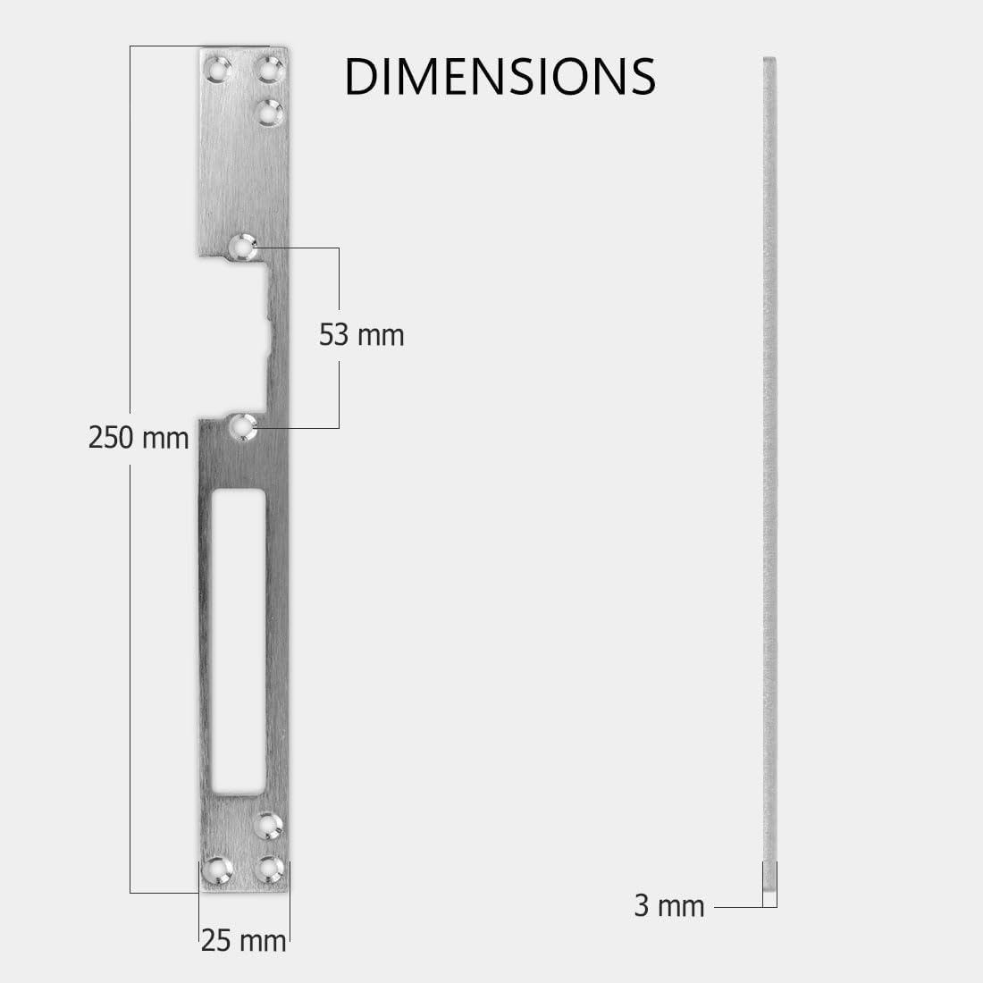 Dimensions of ELRO DL6000-LP Strike Plate