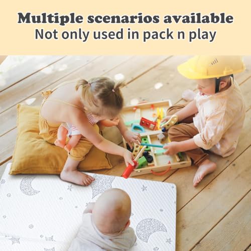 Image of 38 inchx26 inch Memory Foam Pack and Play Mattress - Tri-Fold Portable Travel Bed with Breathable Cover, Non-Slip Base & Carry Bag - Better Sleep, Anywhere