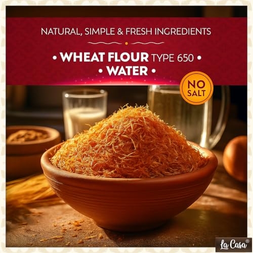 Image of La Casa Baked & Shredded Kataifi | Ready to Use Crushed Kadaifi, Roasted Shredded Phyllo Dough for Dubai Chocolate, Knafeh, Kunafa, Pistachio Chocolate Bars and Pastry Toppings | 175g |