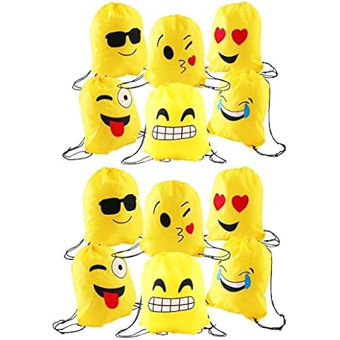 JZK 12 x Schöne Emoji Turnbeutel Sportbeutel Matchbeutel Gymbag mit Kordelzug Cover
