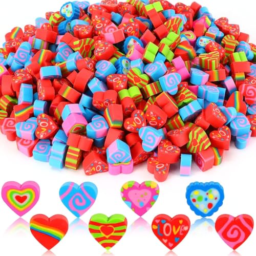 JUNEBRUSHS 150Pcs Cute Heart Mini Erasers for Kids Bulk