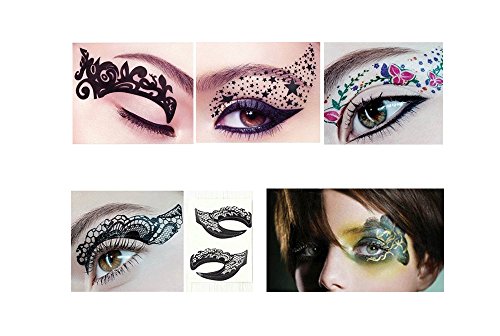 10pcs Temporary Eye Tattoo Sticker Transfers Eyeliner Eyeshadow Makeup for Costume Party (Random Styles)