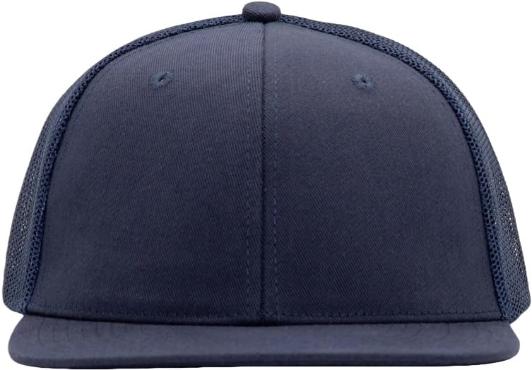 Image of Flat Bill Snapback Mesh Hats | Fits OSFM & XXL Big Head | Blank Solid Color Adjustable Trucker Hat for Men