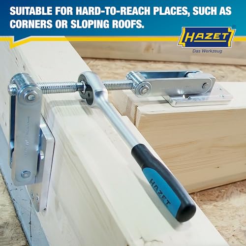 Image of HAZET Beam and Panel Pulling Tool 1774-2, Forged for Heavy Duty, Suitable for Clamping and Pulling Timber, Ergonomic Reversible Ratchet, Incl. 2 Aluminum Plates, Clamping Travel 4.53 In