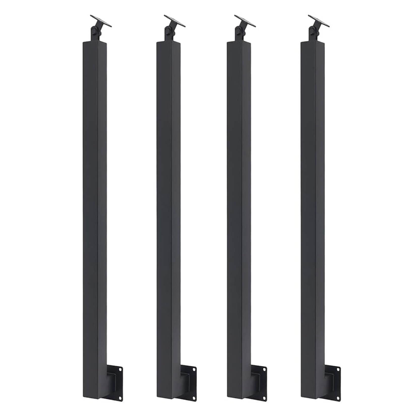 Gouzibhd Black Metal Stair Post,Square Stair Baluster Posts With Flat & Adjustable 270° Angle Bracket,Railing Spindles Decorative Railing Posts Kits For Stairs Porch Handrails(Size:4 Pack-85Cm,Color:black)