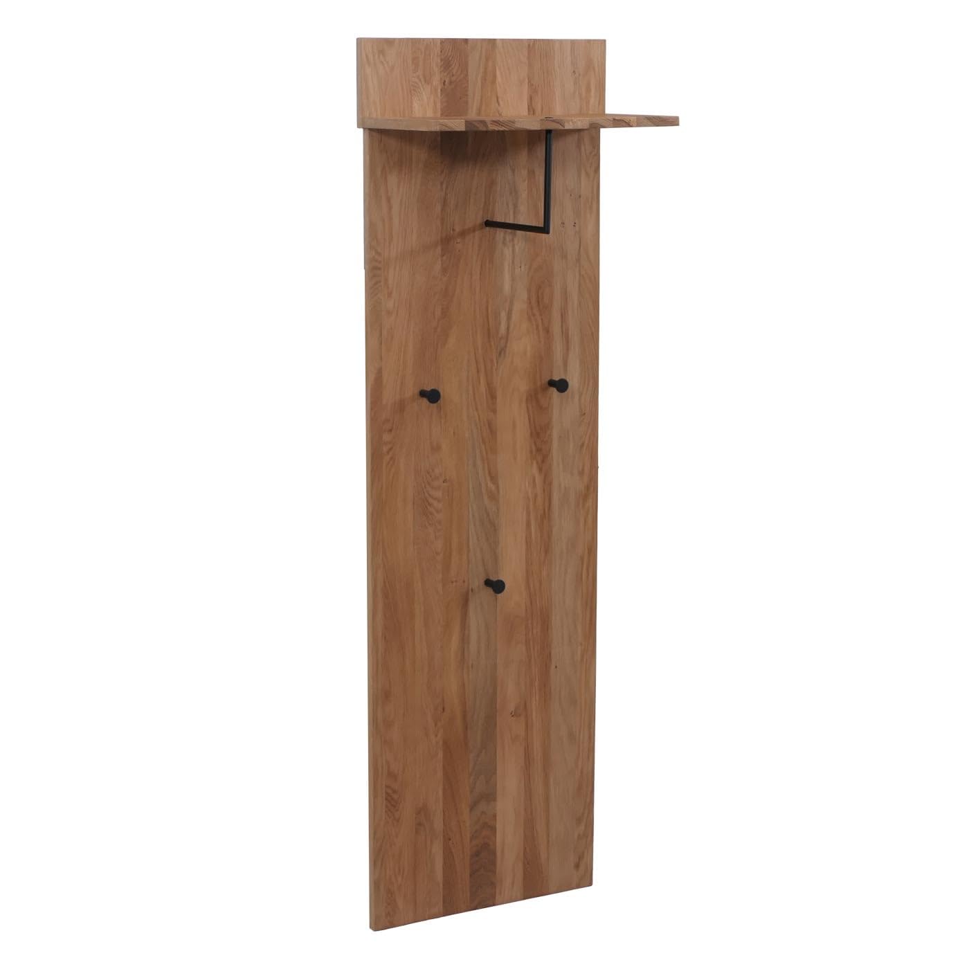 MCA Garderobenpaneel HWC-P55 Massiv-Holz Ablagefläche Haken, Eiche