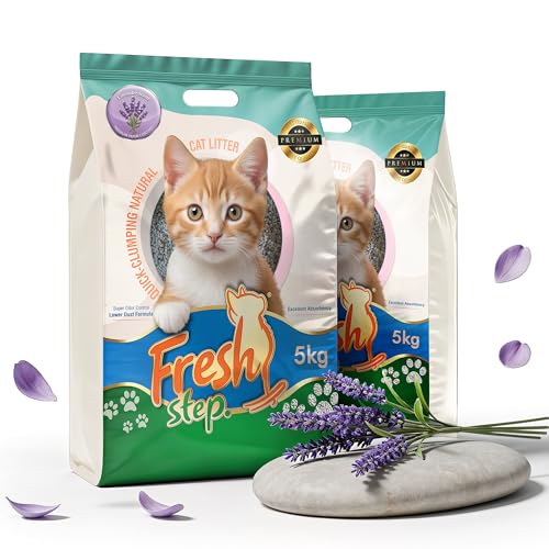 Image of Fresh Step Lavender Flower Scented Cat Litter - 10kg | Ultra Absorbent, Quick Clumping, Odor Control, Dust-Free Formula for Cats