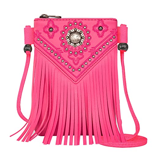 Montana West Crossbody Purse for Women Fringe Pink Purses Western Cell Phone Crossbody Small Phone Purse Leather Womens Purses and Handbags for Girls PH02-209HPK by Montana West - Used condition - US$17.27