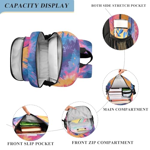 senya Flower Tie-dye Backpack Water-Resistant Bag Lightweight Bookbags with Reflective Strip3