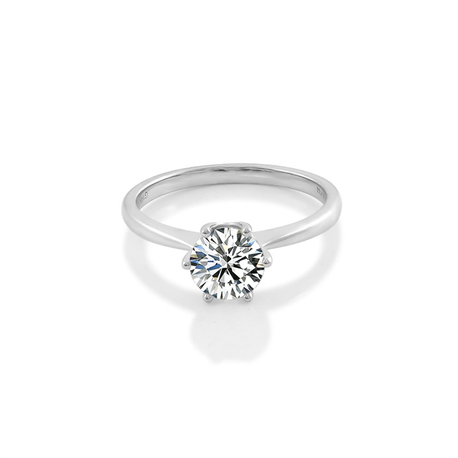Anillo de compromiso para mujer, delicado anillo de boda, oro blanco de 9 quilates, moissanita, solitario con moissanite de 1 ct, talla 45 (14,3), popular para el aniversario de la madre