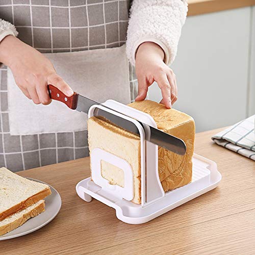 Bread Slicer,Adjustable Toast Slicer Folding Bread Toast Slicer Compact Bagel Loaf Slicer Sandwich Maker Toast Slicing Machine Toast Cutting Guide Cutting Rack