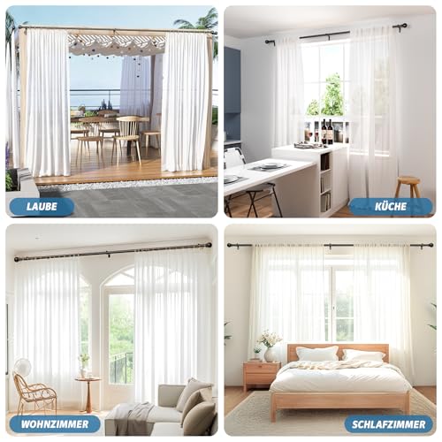 TRAROD Gardinenstange Schwarz 81-314cm, Vorhangstange Schwarz 16 mm Durchmesser, Metall Gardinenstange mit Kugelkopf Enden für Schlafzimmer, Wohnzimmer und Küchen, Schwarz Matt