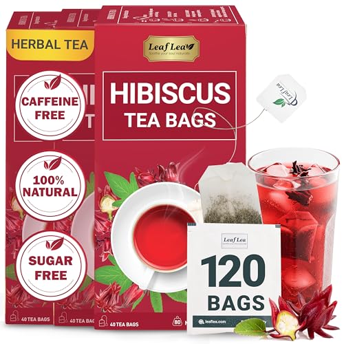 Image of LeafLea 120 Hibiscus Tea Bags, Rich Flavor & Color, 120 Count