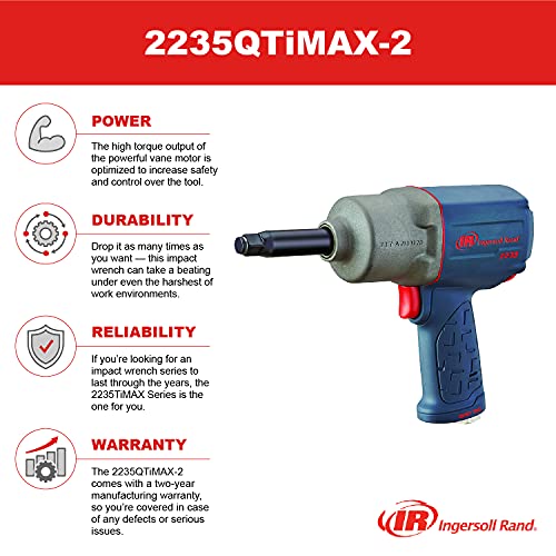 Ingersoll Rand 2235QTIMAX-2 1/2 Inch Drive Air Impact Wrench With 2 Inch Extended Anvil And Quiet Technology, 1,300 Ft/Lbs Powerful Torque Output thumb #5