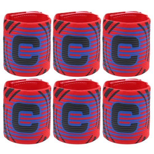 Hosifiy 6 pulseras de capitán de fútbol, banda elástica roja del brazo del capitán del fútbol, pulsera ajustable para el capitán de fútbol, pulsera deportiva C, para adolescentes y adultos