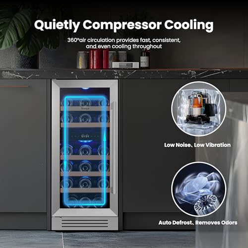 Image of Yeego 15 Inch Dual Zone Wine Fridge, 28 Bottle Wine Cooler with Left-Hinged