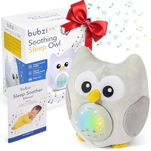 Image of Bubzi Co Sound Machine, Portable Owl Soother & Night Light Projector, Comforting Electronic Infant Toddler Sleep Aid & Shush with White Noise