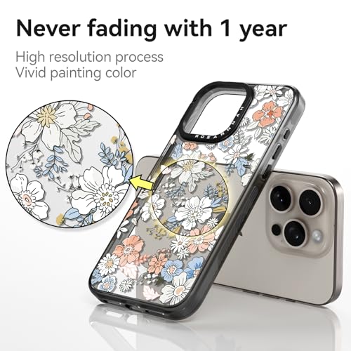 Coque iPhone 15 Pro Max antichoc finies les chutes avec la fleur de 17cm