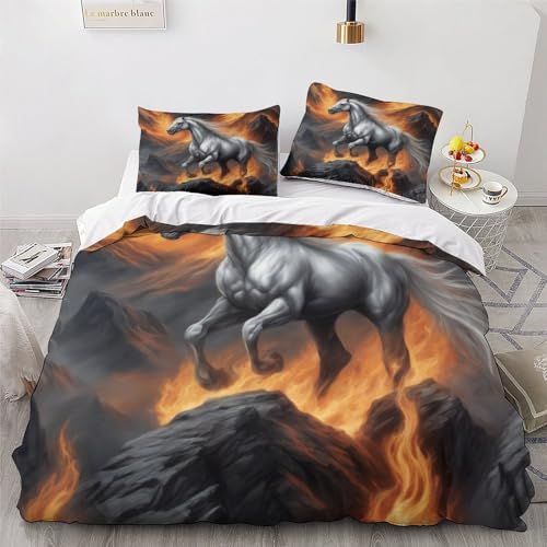 Ensemble housse de couette cheval 3D 200x200cm lit double ado - 4