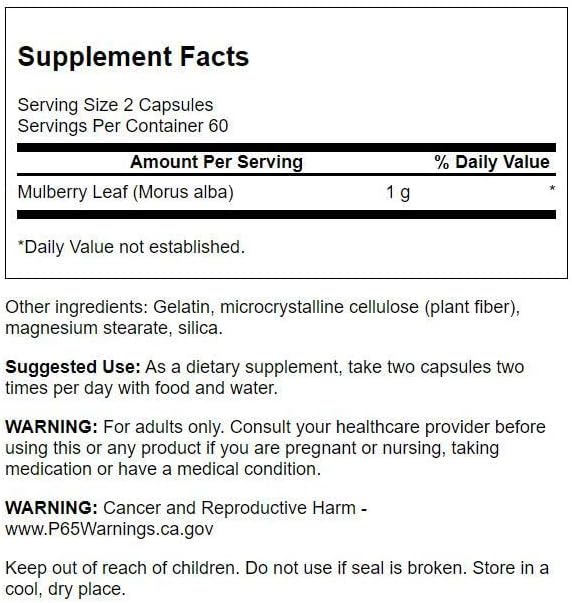 Swanson Full Spectrum Mulberry Leaf Herbal Supplement 500 mg 120 Capsules