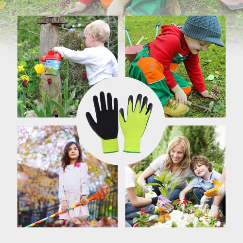 3 Pairs Kids Gardening Gloves For Age 2-13, Rubber Coated Palm Garden Gloves For Boys Girls, Children Garden Gripper Gloves (Size 2 (Age 2-4), Green 3 Pairs) #TOP5