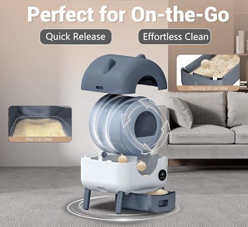 Automatic Self Cleaning Litter Box, MeowWhimsy Extra Large Automatic Cat Litter Box Self Cleaning Robot S7 for Cats, Smart Safety Sensors-App Control-Low Noise, Washable Tray,40 pcs Trash Bag - Image 7