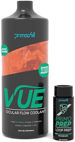 Miniatura 2 de PrimoChill Vue Pre-Mix (32 onzas) - Líquido de refrigeración por agua para computadora, naranja sangre
