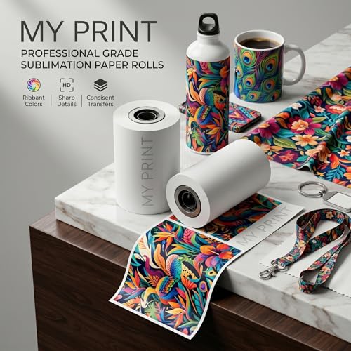 Image of MY PRINT Sublimation Paper Roll 8.5 Inch x 100 Meter | 80 GSM Sublimation Paper | Compatible with A4 Sublimation Printers | For T-Shirt, Polyester Fabric, Lanyard, Ribbon & Custom Printing