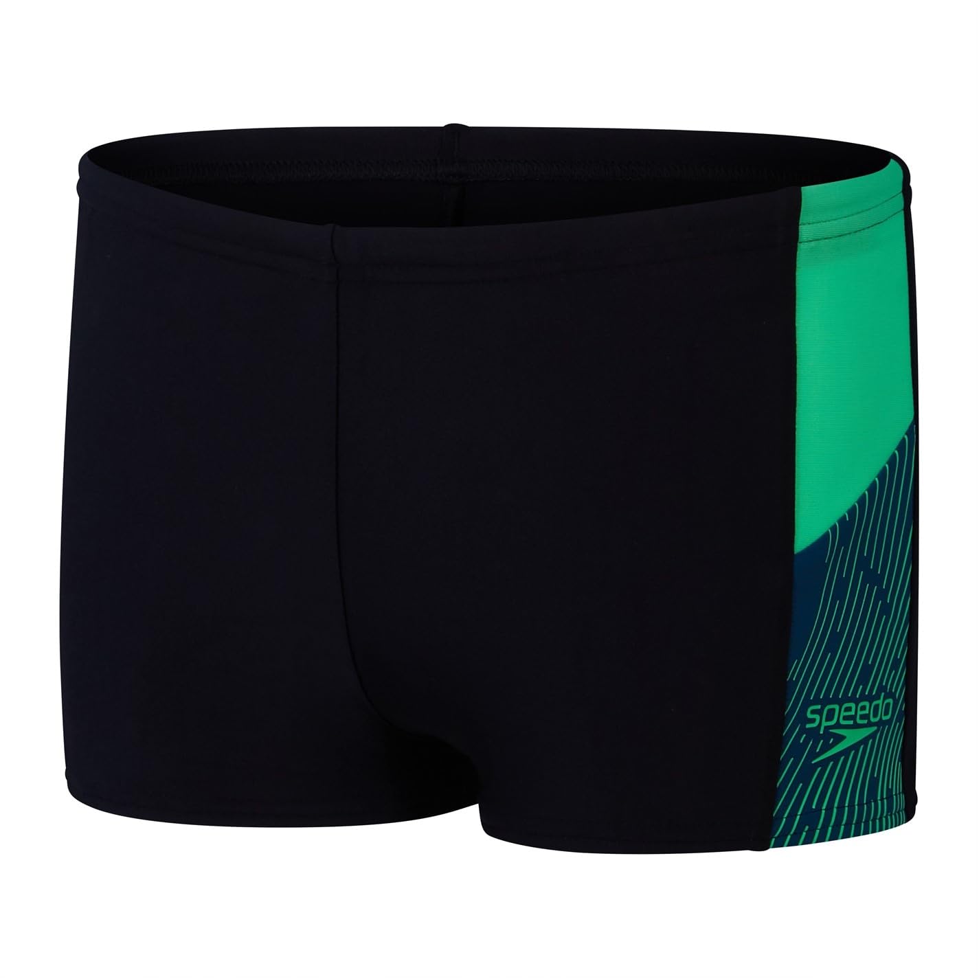 Speedo Traje de baño para niños de buceo, traje de baño para nadadores, color negro, verde arlequín, verde azulado oscuro
