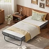 Karcog Folding Bed with Mattress, Storage Cover Included, Cot Size Extra Rollaway Guest Bed for Adults, 75” x 31