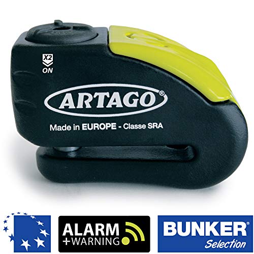 ARTAGO 30X10 Antivol Moto Haut de Gamme, Bloque-Disque Homologué SRA, Warning Pre-Alarme 120 DB, Double Fermature ø10, Serrure Art+