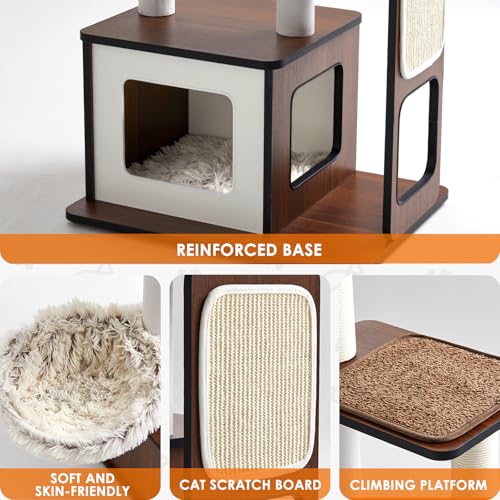 Árbol rascador moderno para gatos grandes 54 pulg miniatura 5