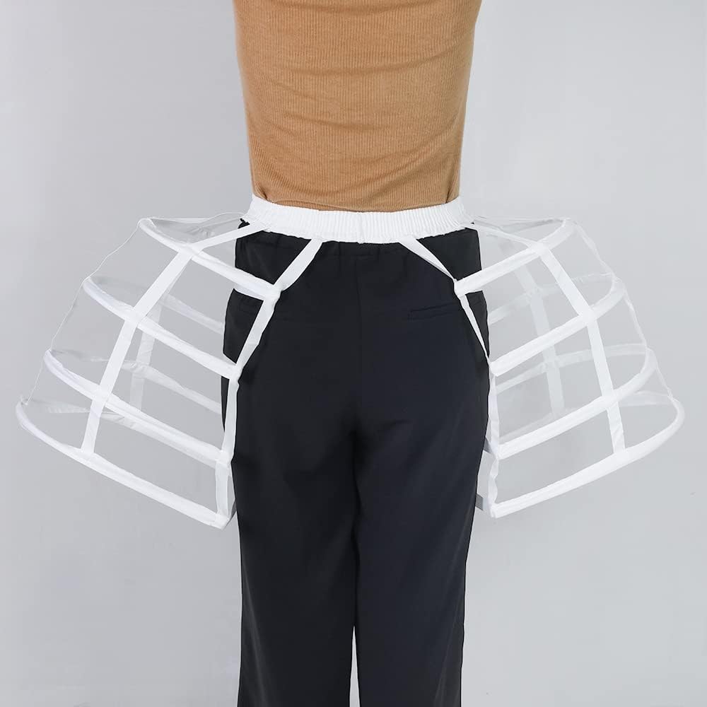 Women Victorian Bustle Cages Hoop Skirt Cage Skirt Pannier Petticoat for Women (White, 3 Hoop) - Image 2