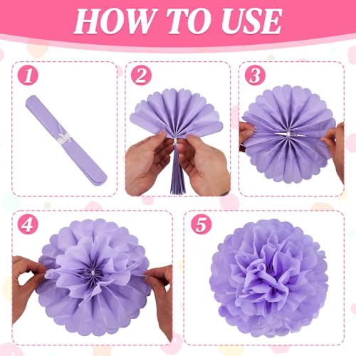 Image of EASY JOY 15 Pcs Multicolor Tissue Paper Flowers Rainbow Hanging Paper Pom Pom Decorations Tissue Pom Poms for Birthday Fiesta Mexican Party Classroom Home Wall Ceiling Wedding Baby Shower DIY Arts