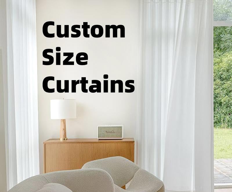 SINCERE Custom Size Sheer Curtains Voile, Tailored Semi-Sheer Panel, Bespoke Length Width Curtain Valances, Fitted Small Large Bedroom Loft Window Short Drapery Light Filtering Treatment, Multi-colors