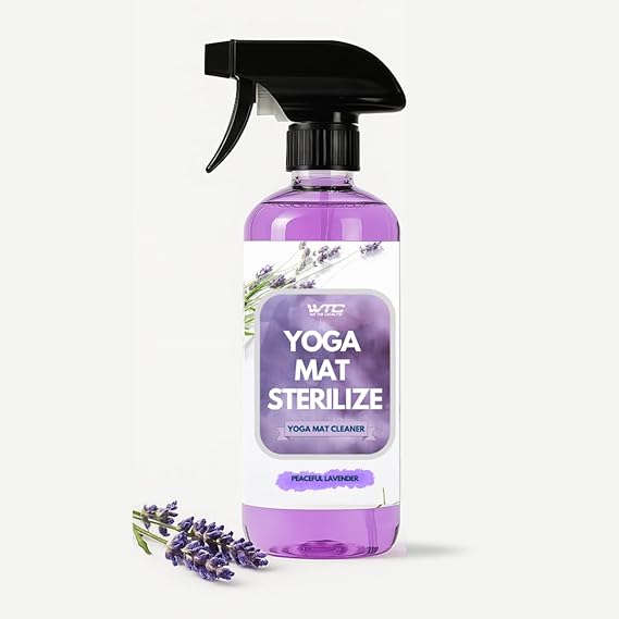 WTC Yoga Mat Cleaner Spray (Peaceful Lavender), 500 ml - No Slippery Residue, Organic Essential Oils, Deep-Cleansing for Fitness Gear & Gym Equipment (500 ML)