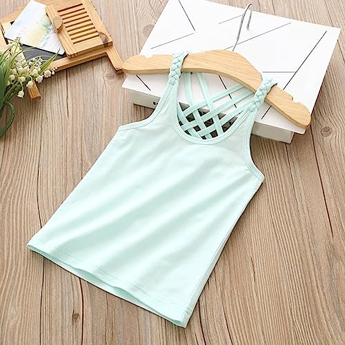 Girls Dance Tops Kids Summer Casual Clothes Toddler Criss Cross Back Vest Top Solid Sleeveless Sports Simple Basic Tank Tops2