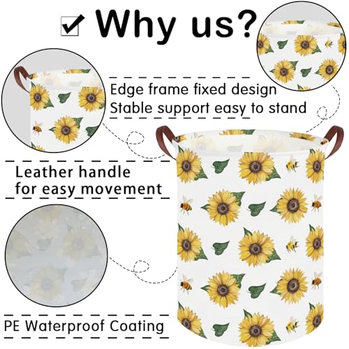 Image of Bee hamper,Waterproof foldable Kids laundry basket,Nursery Hamper,Bee Room decor,Toy organizer,Dirty clothes basket(Bees)