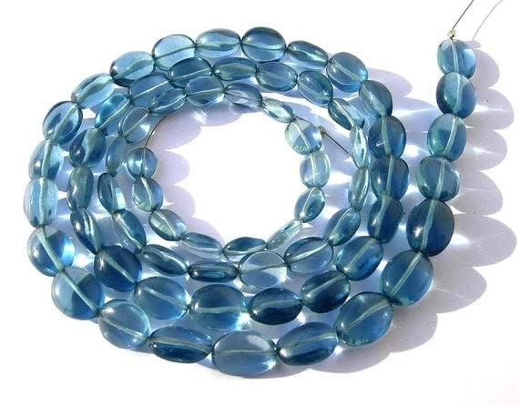 Quartz bleu de Londres perles ovales polies pour bijoux fins