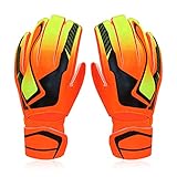PolyMath Torwarthandschuhe mit Fingersave Fußballhandschuhe Fußball Handschuhe Torwart mit Extra Starkem Grip Größe 5-7 für Kinder Jugendliche Größe 8-10 für Herren Damen Super Halt