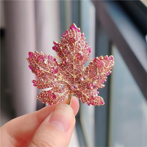Image of WCRAZYE Rhinestone Maple Brooch Pin for Women Girls Sparkling Full Micro Pave Crystal Fall Thanksgiving Vintage Colorful Maple Leaf Lapel Pin Party Prom Wedding Thanksgiving Jewelry Gift