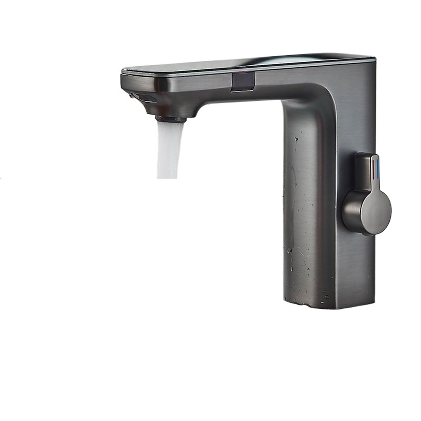 ZYCHSJXA Touchless Sensor Basin Faucet Digital Display Bathroom Sink Grey Sense Hot Cold Water Mixer Tap Battery Power(Grey A)